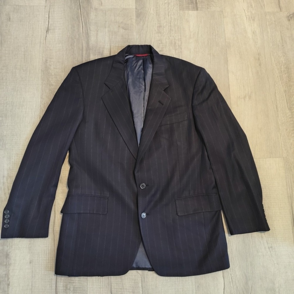 Jos A Bank Gordon super‎ 100s Navy Blue Pinstripe Jacket Blazer Coat 42 R  Wool